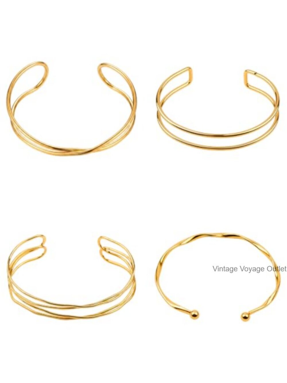 Gold Arm Cuff Set Adjustable Upper Arm Bracelet Minimalist